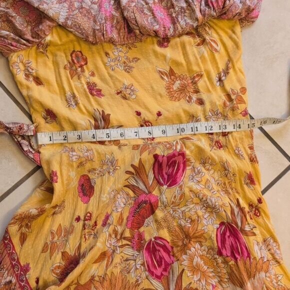 Spell And The Gypsy Siren Song Dress Yellow Flamingo Print Ruffle Size L - Picture 10 of 15